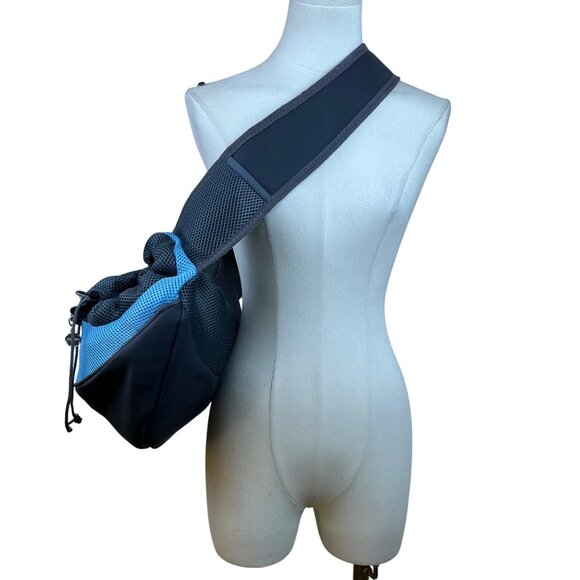 Popcorn Sky Blue Mesh Adjustable Strap Zipper Closure Pet Carrier Shoulder Bag - Picture 9 of 11